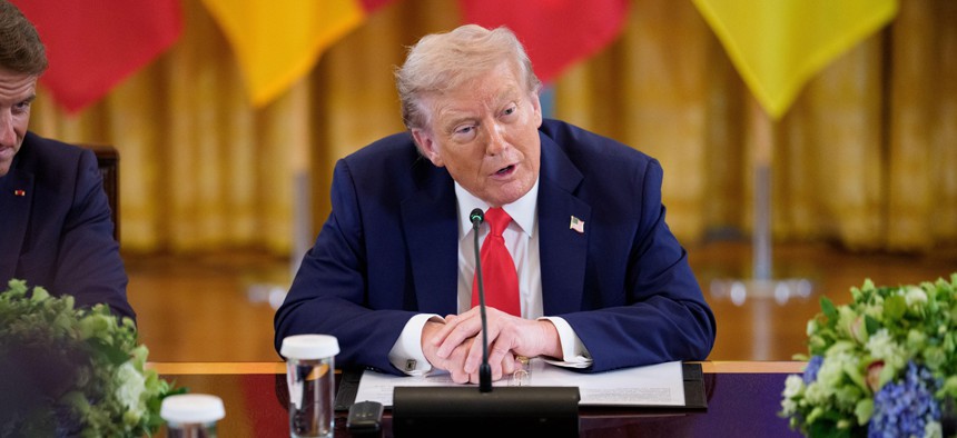 President Donald Trump makes remarks as he participates in a Multilateral Meeting with European Leaders in the East Room of the White House in Washington, DC, on Aug. 18. Trump signed an executive order Aug. 21 calling for improved design of government websites and citizen services.