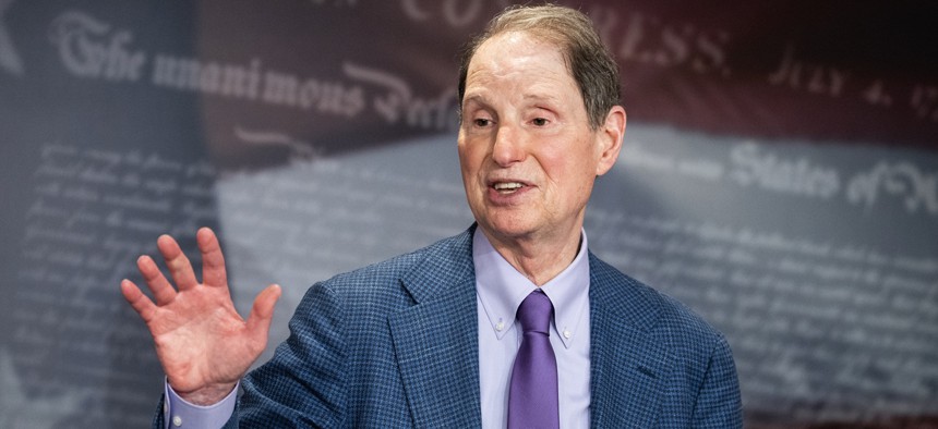 Sen. Ron Wyden, D-Ore., speaks during a news conference in the U.S. Capitol on rising prices on Thursday, July 31, 2025. Wyden sent a letter to U.S. Supreme Court Chief Justice John Roberts Aug. 25 calling for better cybersecurity measures for U.S. court systems.