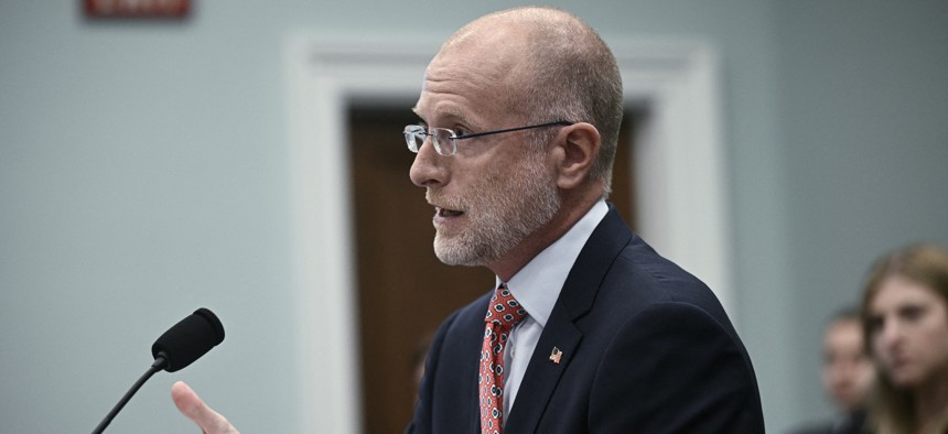 Federal Communications Commission Chair Brendan Carr testifies before Congress earlier this year.