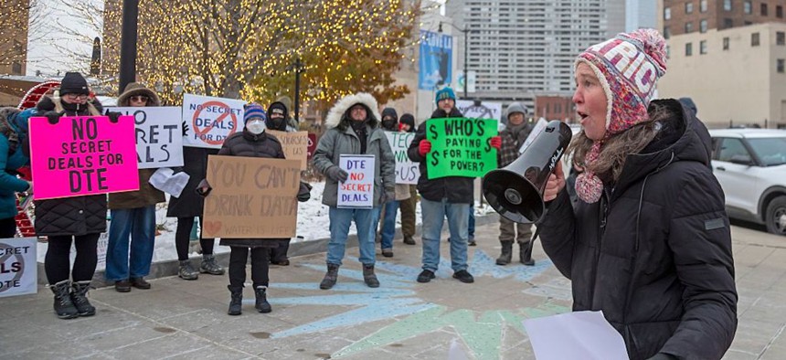Michigan residents picket DTE Energy, opposing the electric utility's plan to provide power for a proposed $7 billion data center in rural Michigan.