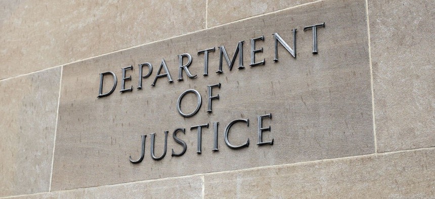 The U.S. Department of Justice is seen on June 11, 2021, in Washington, D.C. In 2025, the federal agency is at odds with several states over the Trump administration's request for access to states' voter rolls and other data.