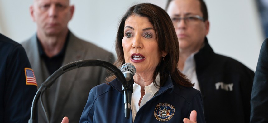 New York Gov. Kathy Hochul speaks during a recent event. Hochul was one of many governors to mention tech in her state of the state address this year.