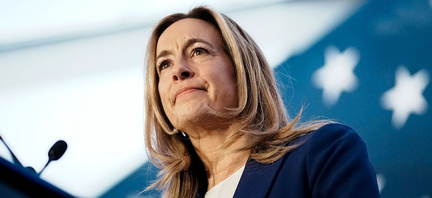 New Jersey Democratic gubernatorial candidate, Rep. Mikie Sherrill (D-NJ) delivers remarks at her election night watch party at the Hilton East Brunswick Hotel on Nov. 4, 2025, in East Brunswick, New Jersey. 