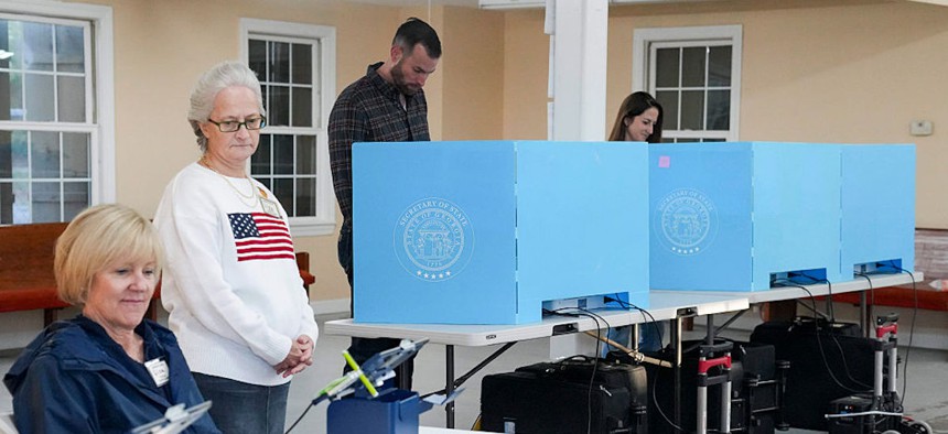 Georgia Republican congressional candidate Clay Fuller votes on April 7, 2026, in Lookout Mountain, Georgia. 