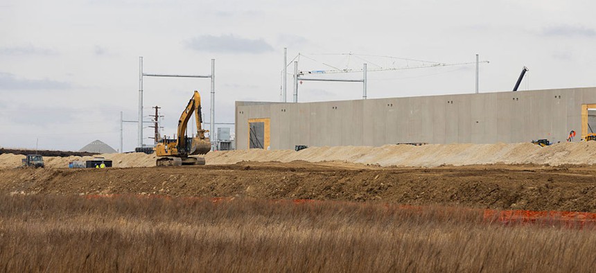 Construction continues at the Beaver Dam Commerce Park where a new Meta data center is being built on March 31, 2026, in Beaver Dam, Wisconsin.