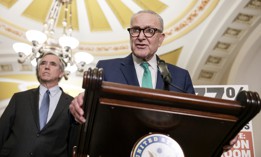 U.S. Sen. Chuck Schumer speaks during a recent press conference on Capitol Hill. The Senate Minority Leader called on DHS to work closely with states and localities on cyber issues.