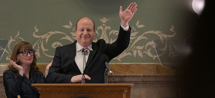 Gov. Jared Polis delivered his final state of the state address at House chamber of Colorado State Capitol building in Denver on Thursday, January 15, 2026.