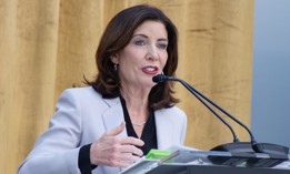New York Gov. Kathy Hochul speaks during a recent event. Hochul signed a first-in-the-nation one-year moratorium on hyperscale data centers in the state.