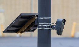 A Flock Safety camera is seen at the Buckhorn Plaza shopping center near Bloomsburg, Pennsylvania.
