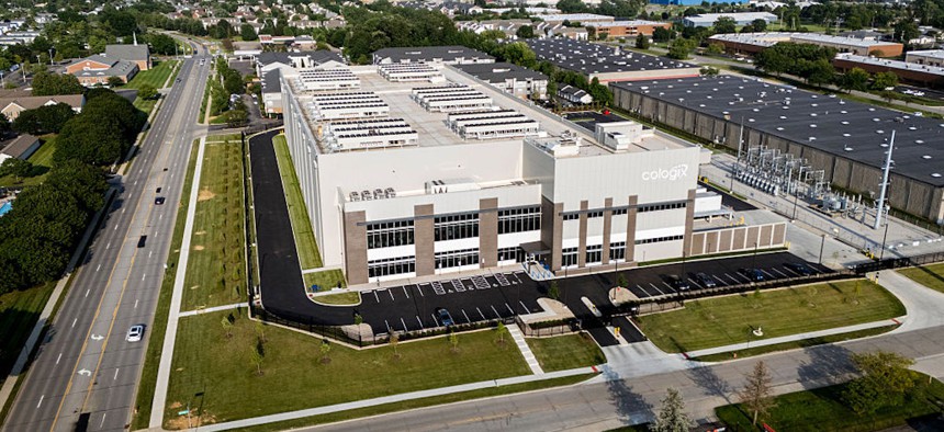 The COL4 AI-ready data center is located on a seven-acre campus at the convergence point of long-haul fiber and regional carrier fiber networks on July 24, 2025, in Columbus, Ohio.
