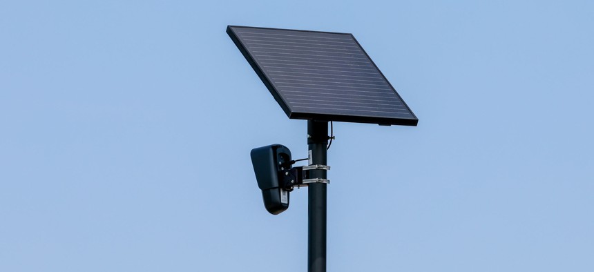 A Flock camera located in a parking lot near Bloomsburg, Pennsylvania.