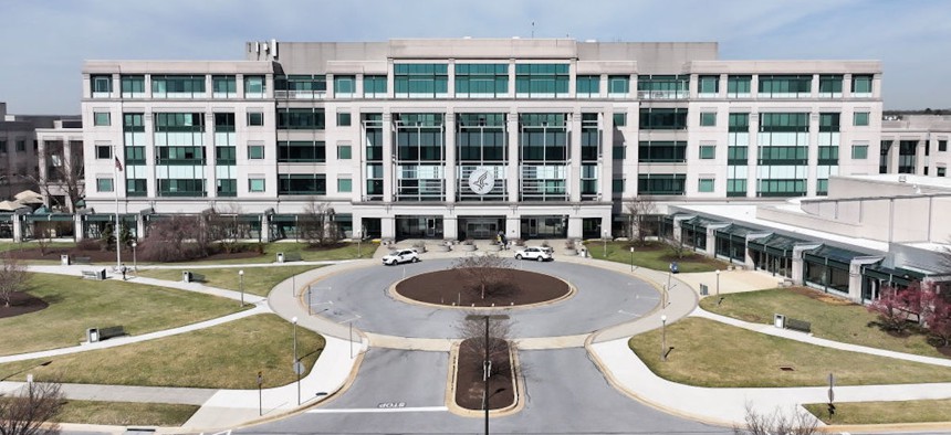 An aerial of the Centers for Medicare & Medicaid Services building on March 19, 2025, in Woodlawn, Maryland.
