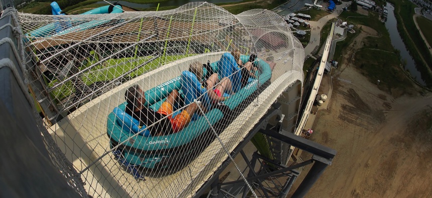 The world's tallest water slide, "Verruckt", at Schlitterbahn Waterpark in Kansas City, Kan.