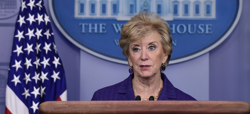 Small Business Administration administrator Linda McMahon has been asked to outline the steps she is taking to minimize damage from the shutdown.