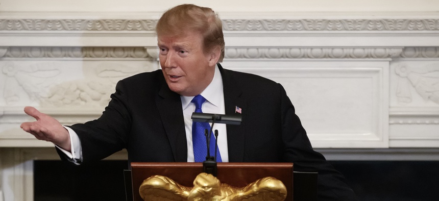 President Donald Trump speaks during the 2019 White House Business Session with Our Nation's Governors in the State Dining Room of the White House in Washington, Monday, Feb. 25, 2019.