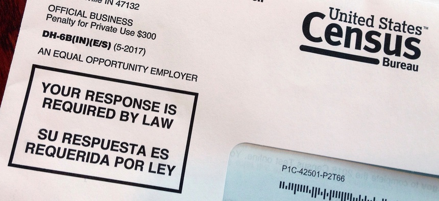 An envelope containing a 2018 census letter mailed to a U.S. resident as part of the nation's only test run of the 2020 Census.