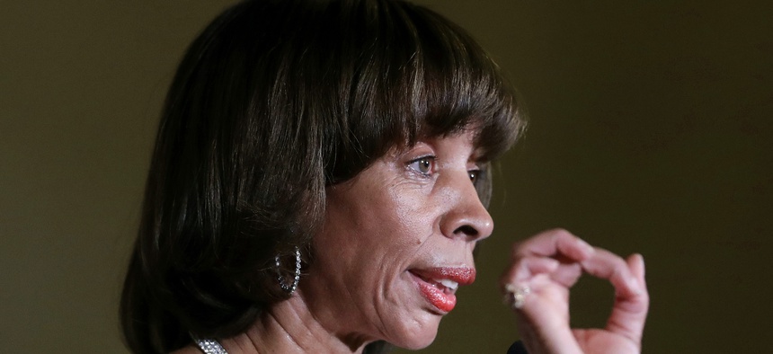 In this Dec. 6, 2016 file photo, Baltimore Mayor Catherine Pugh delivers an address during her inauguration ceremony inside the War Memorial Building in Baltimore.