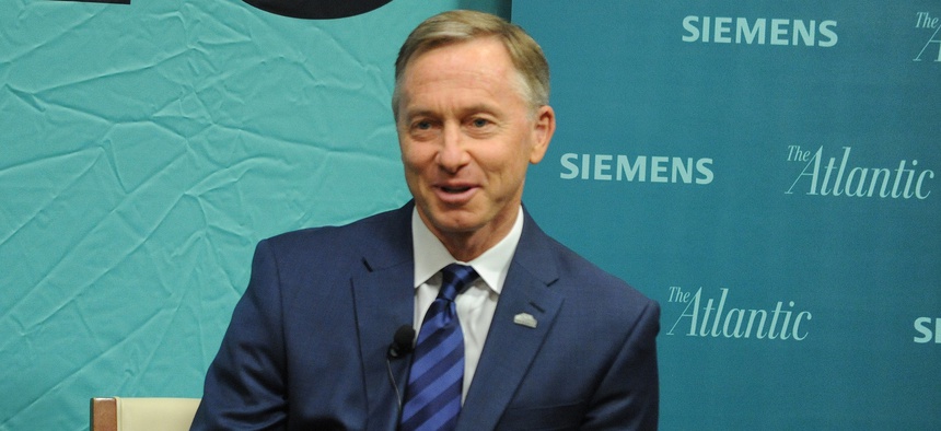 Mayor John Giles of Mesa, Ariz., speaks during The Atlantic's Bold Bets: Fast Forward to the Connected City event underwritten by Siemens on Thursday, May 21, 2015 at the Rand Corporation in Santa Monica, Calif.