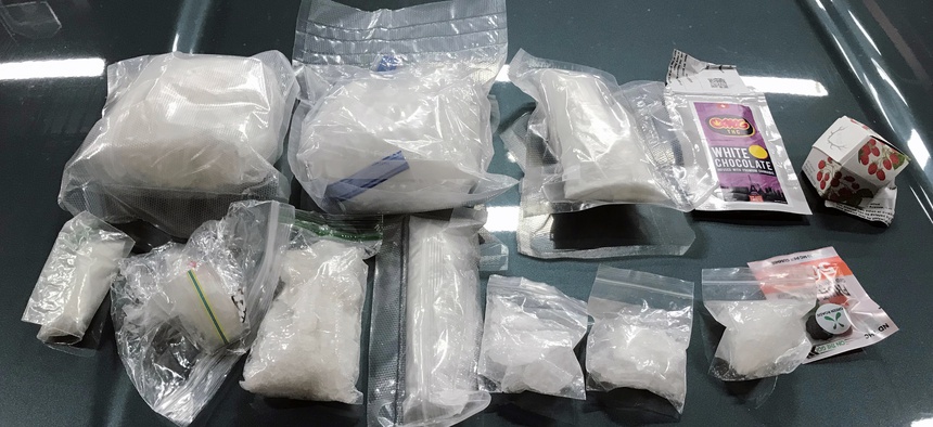 A selection of meth seized by the Pennington County Sheriff's Office's narcotics enforcement team in South Dakota.