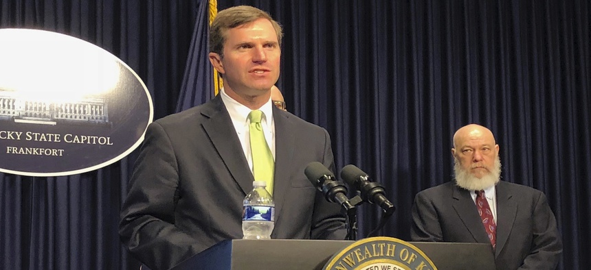 Kentucky Gov. Andy Beshear, a first-term Democrat, discusses his state's response to the coronavirus outbreak on March 13, 2020.
