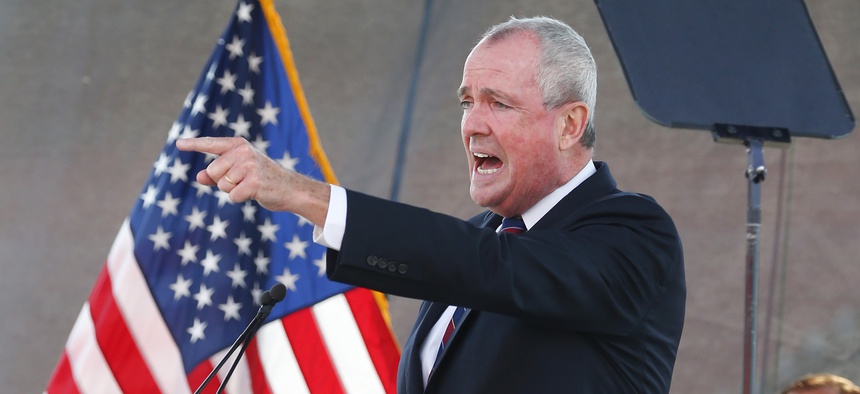 New Jersey Gov. Phil Murphy speaks during his 2021 budget address at SHI Stadium at Rutgers University, Tuesday, Aug. 25, 2020, in Piscataway, NJ.