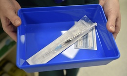 The Pfizer-BioNTech COVID-19 vaccine at a vaccination centre in Cardiff, Wales, Tuesday Dec. 8, 2020. The United Kingdom is beginning its vaccination campaign this week. 