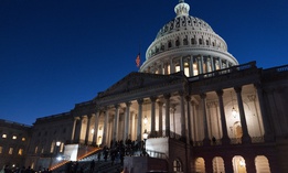 A bipartisan group of members of the House and Senate, walk back up the steps of the Capitol after holding a moment of silence for 500,000 U.S. COVID-19 deaths, Tuesday, Feb. 23, 2021, in Washington.